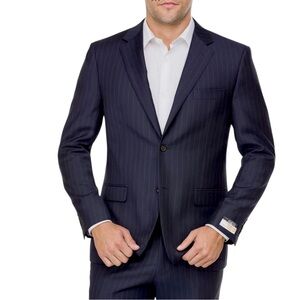 Lauren Ralph Lauren Mens Blazer Size 42 Long Black Wool Pinstripe Ultra Flex